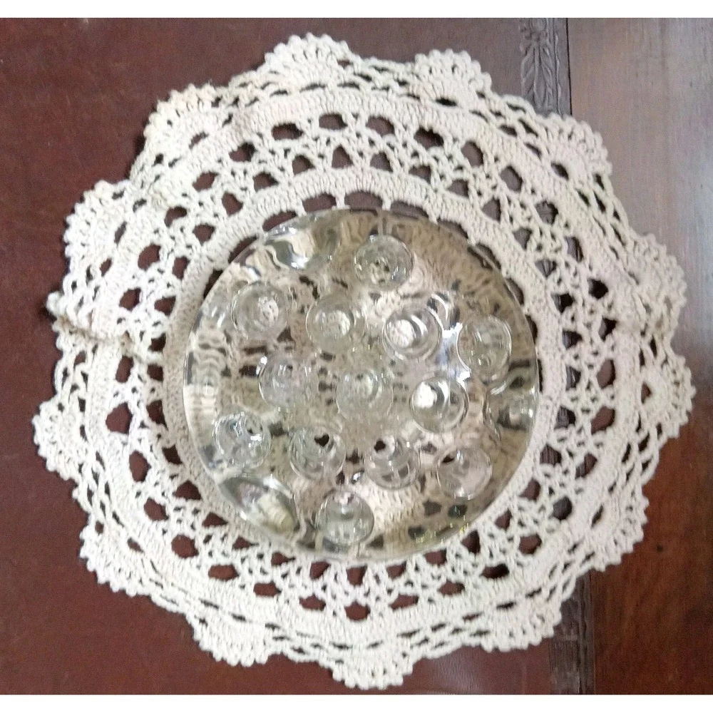 Clear Vintage Thirteen Hole Flower Frog For Floral Arrangements 4 Inch Diameter